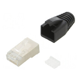 Conector RJ45 Cat 6a ecranat cu manșon pe cablu, mufă PIN 8 | Electronic-mag.ro | Componente Electronice