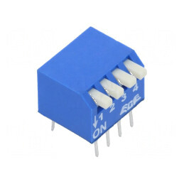 Comutator DIP-SWITCH 4 Secţiuni OFF-ON 0,025A/24VDC | Electronic-mag.ro | Componente Electronice