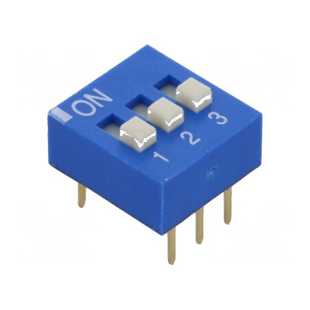 Comutator DIP-SWITCH 3 Secţiuni ON-OFF 0,025A 24VDC | Electronic-mag.ro | Componente Electronice