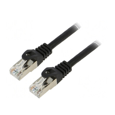 Patch cord F/UTP 6 litat CCA PVC negru 0,25m 26AWG | Electronic-mag.ro | Componente Electronice