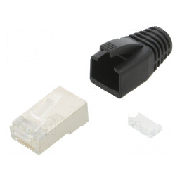 Conector RJ45 Cat 6 ecranat cu manşon pe cablu, mufă PIN 8 | Electronic-mag.ro | Componente Electronice