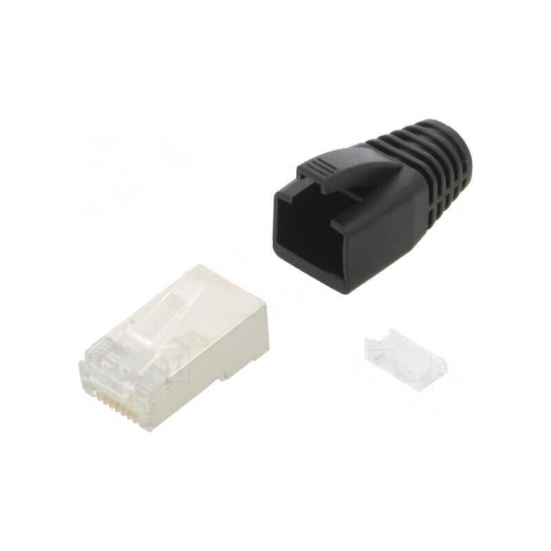 Conector RJ45 Cat 6 ecranat cu manşon pe cablu, mufă PIN 8 | Electronic-mag.ro | Componente Electronice