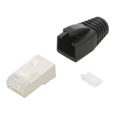 Conector RJ45 Cat 6 ecranat cu manşon pe cablu, mufă PIN 8 | Electronic-mag.ro | Componente Electronice