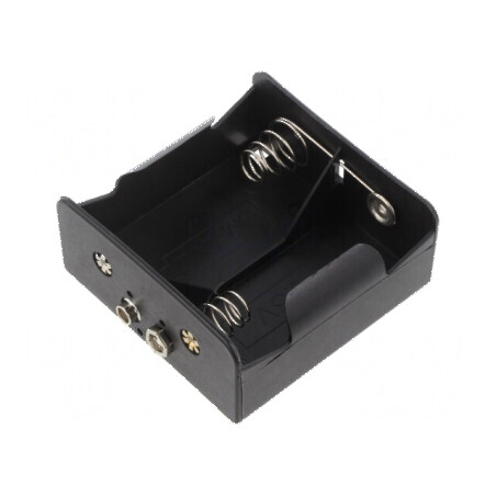 Suport D, R20 Nr. bat: 2 tip 6F22 negru | Electronic-mag.ro | Componente Electronice