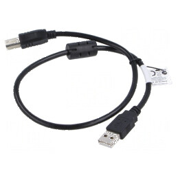 Cablu USB 2.0 A la B aurit 0,5m negru Fire: Cu | Electronic-mag.ro | Componente Electronice