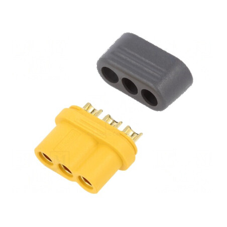 Conector alimentare DC MR60 mamă cu cablu lipire, PIN 3 | Electronic-mag.ro | Componente Electronice
