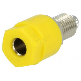 Conector banană 4mm soclu 36A 30VAC 60VDC Ø6mm galben | Electronic-mag.ro | Componente Electronice