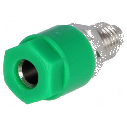 Conector banană 4mm soclu 36A 30VAC 60VDC Ø6mm verde | Electronic-mag.ro | Componente Electronice