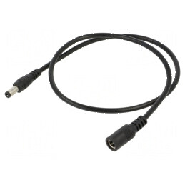 Cablu DC 5,5/2,1 mm2 cu mufă și soclu drept negru 2x0,5mm² | Electronic-mag.ro | Componente Electronice