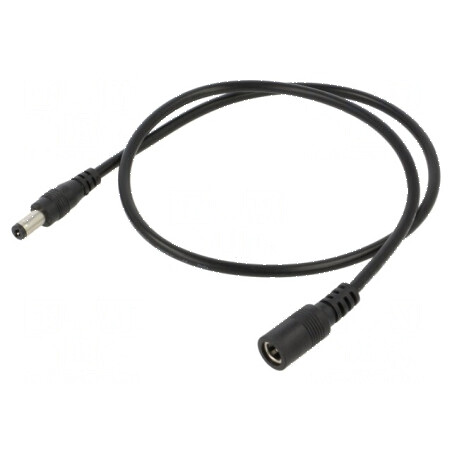 Cablu DC 5,5/2,1 mm2 cu mufă și soclu drept negru 2x0,5mm² | Electronic-mag.ro | Componente Electronice