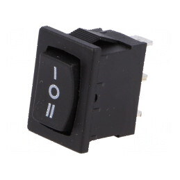 Rocker SP3T ON-OFF-ON Negru 3A/250VAC | Electronic-mag.ro | Componente Electronice