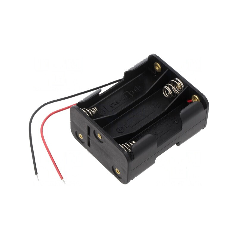 Suport pentru baterii AA, R6 - 6 cabluri negre | Electronic-mag.ro | Componente Electronice