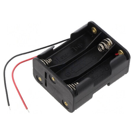 Suport pentru baterii AA, R6 - 6 cabluri negre | Electronic-mag.ro | Componente Electronice