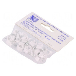 Element de susținere albă cu cablu rotund, 25 buc, cu cui 8mm | Electronic-mag.ro | Componente Electronice