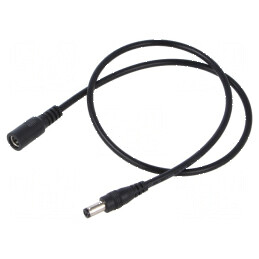 Cablu DC 5,5/2,5 mm2 cu mufă și soclu drept negru 2x0,5mm² | Electronic-mag.ro | Componente Electronice