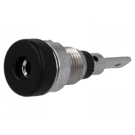 Conector banană 2mm soclu 10A negru nichelat 23mm | Electronic-mag.ro | Componente Electronice