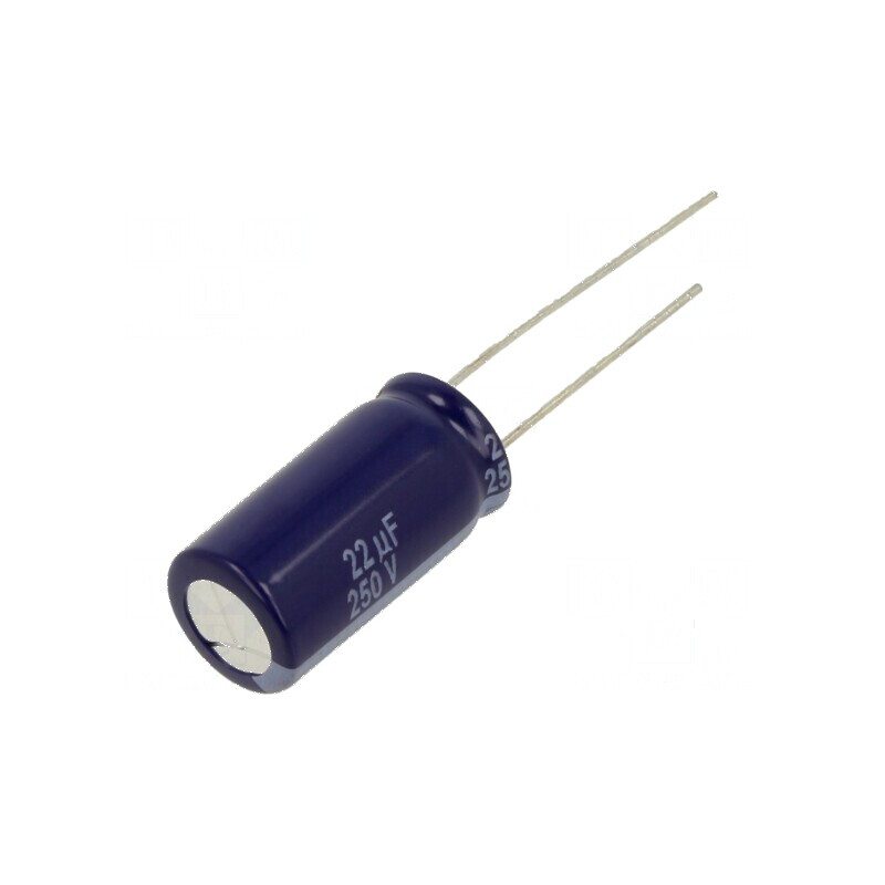 Condensator electrolitic THT 22uF 250VDC Ø10x20mm 5mm Raster | Electronic-mag.ro | Componente Electronice Condensator electrolitic THT 22uF 250VDC Ø10x20mm 5mm Raster | Electronic-mag.ro | Componente Electronice