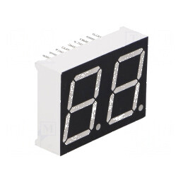 Afișaj LED 7 segmente 20,32mm 0,8 Nr.car: 2 roșie 11,6mcd | Electronic-mag.ro | Componente Electronice