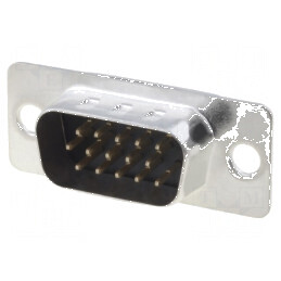 Conector D-Sub HD 15 pin tată drept THT 5A 20mΩ aurit | Electronic-mag.ro | Componente Electronice