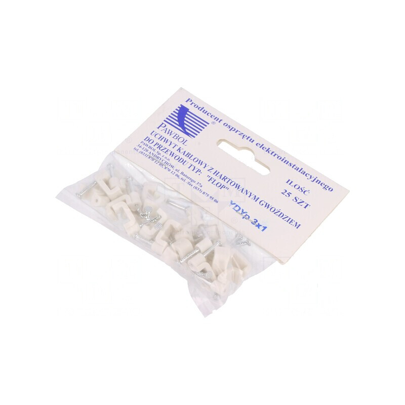 Element de susținere alb pentru cablu plat YDYp 3x1 - 25 bucati | Electronic-mag.ro | Componente Electronice