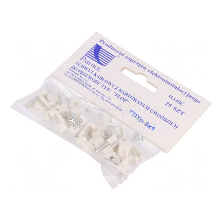 Element de susținere alb pentru cablu plat YDYp 3x1 - 25 bucati | Electronic-mag.ro | Componente Electronice