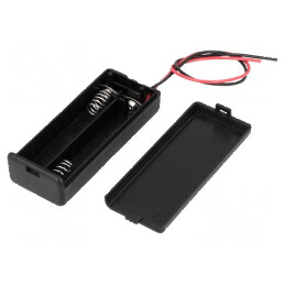 Suport baterii AAA R3 cu 2 cabluri negre de 150mm | Electronic-mag.ro | Componente Electronice
