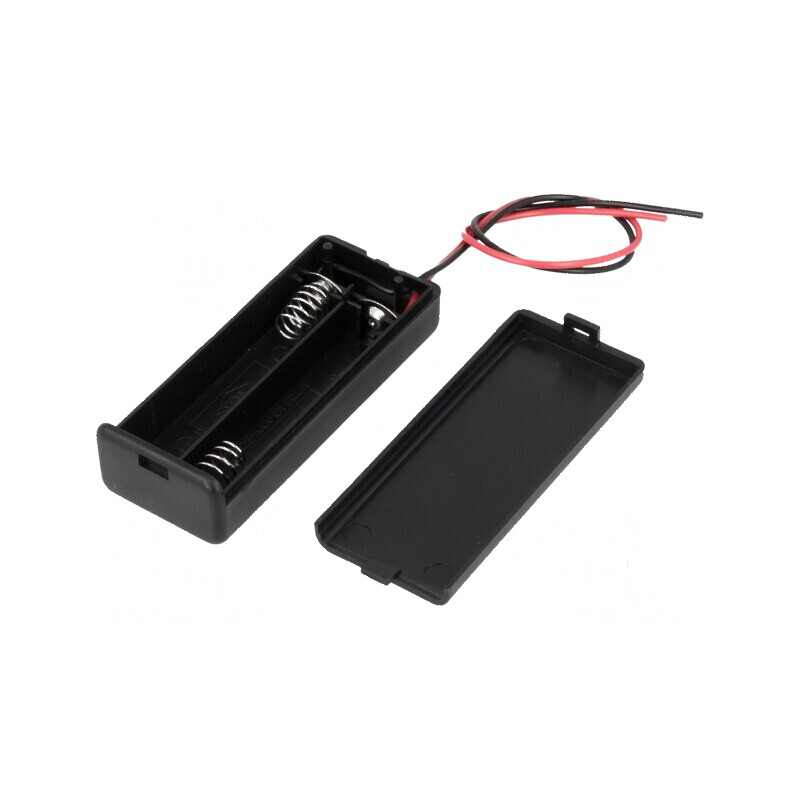 Suport baterii AAA R3 cu 2 cabluri negre de 150mm | Electronic-mag.ro | Componente Electronice