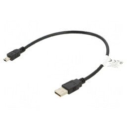 Cablu USB 2.0 A la B mini 0,3m negru aurit | Electronic-mag.ro | Componente Electronice