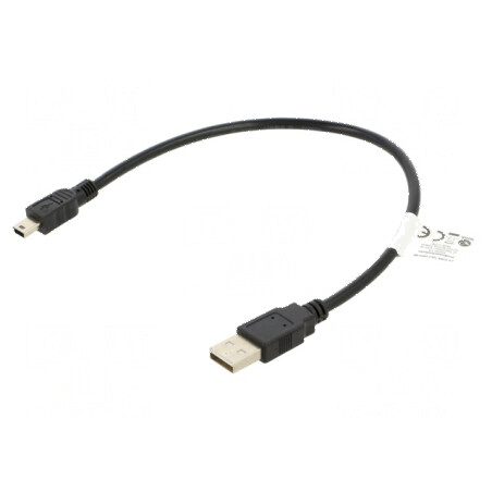 Cablu USB 2.0 A la B mini 0,3m negru aurit | Electronic-mag.ro | Componente Electronice
