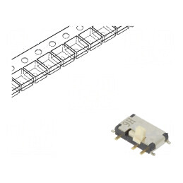 Comutator glisant DPDT 0,3A/4VDC ON-ON SMT Term curbat | Electronic-mag.ro | Componente Electronice