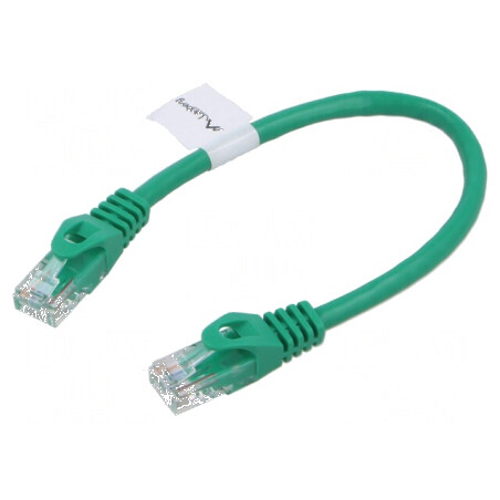 Patch cord U/UTP 6 litat CCA PVC verde 0,25m 26AWG | Electronic-mag.ro | Componente Electronice