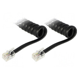 Cablu spiralat pentru telefon cu împletitură neagră, 1m | Electronic-mag.ro | Componente Electronice