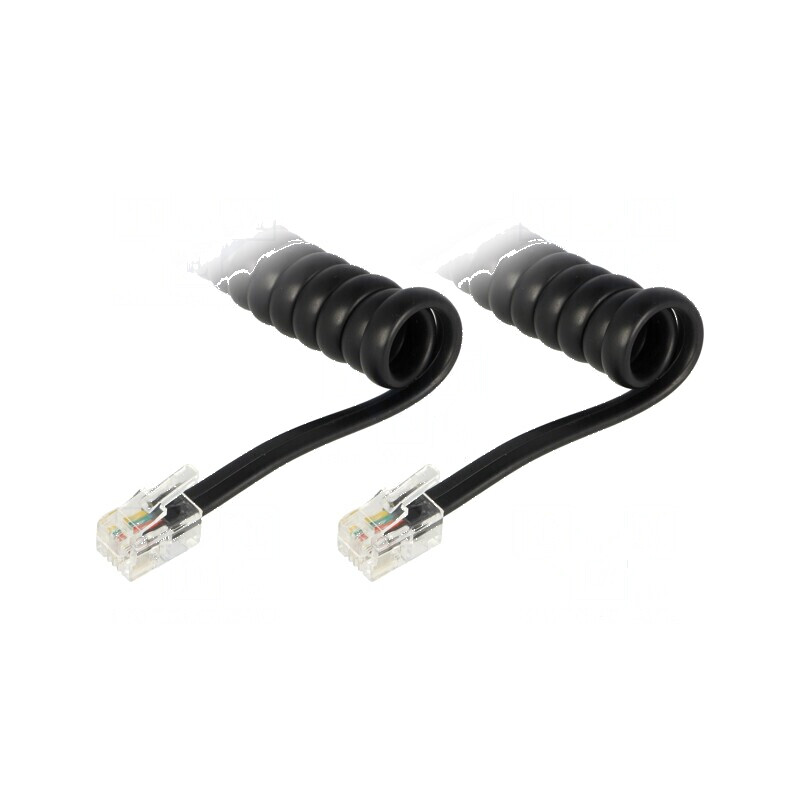 Cablu spiralat pentru telefon cu împletitură neagră, 1m | Electronic-mag.ro | Componente Electronice Cablu spiralat pentru telefon cu împletitură neagră, 1m | Electronic-mag.ro | Componente Electronice