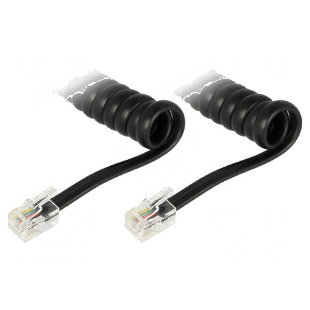 Cablu spiralat pentru telefon cu împletitură neagră, 1m | Electronic-mag.ro | Componente Electronice