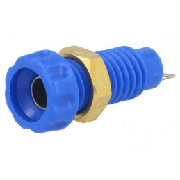 Conector banană 4mm soclu 10A 60VDC albastru nichelat 23mm | Electronic-mag.ro | Componente Electronice