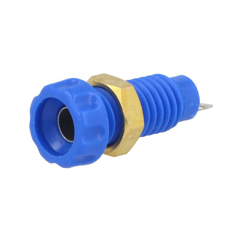 Conector banană 4mm soclu 10A 60VDC albastru nichelat 23mm | Electronic-mag.ro | Componente Electronice
