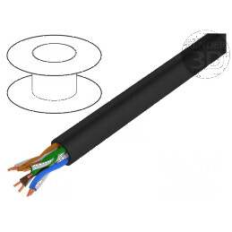 Cablu BiTLAN U/UTP 4x2x24AWG 5e cu sârmă Cu PE negru 5,7mm | Electronic-mag.ro | Componente Electronice