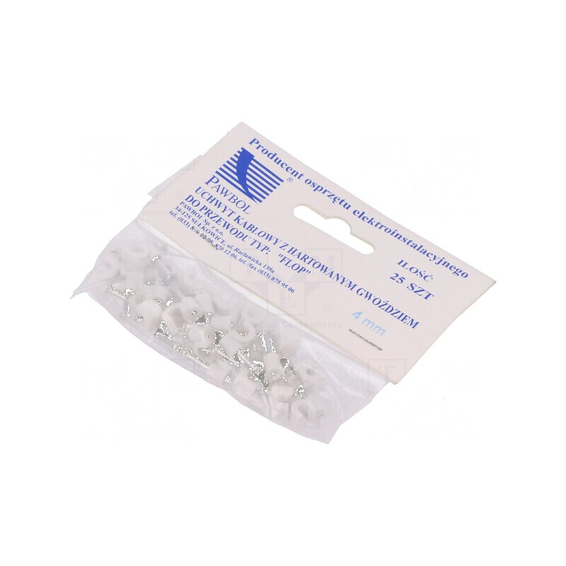 Element de susținere albă pe cablu rotund 25 buc cu cui 4 mm | Electronic-mag.ro | Componente Electronice Element de susținere albă pe cablu rotund 25 buc cu cui 4 mm | Electronic-mag.ro | Componente Electronice