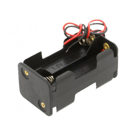 Suport baterii AA R6 cu 4 cabluri negre | Electronic-mag.ro | Componente Electronice