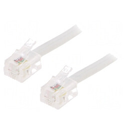 Cablu telefon RJ11 3m alb cu mufă la ambele capete | Electronic-mag.ro | Componente Electronice