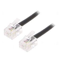 Cablu telefon RJ11 mufe ambele părți 2m negru | Electronic-mag.ro | Componente Electronice