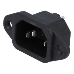 Conector alimentare AC soclu tată 10A 250VAC IEC 60320 | Electronic-mag.ro | Componente Electronice