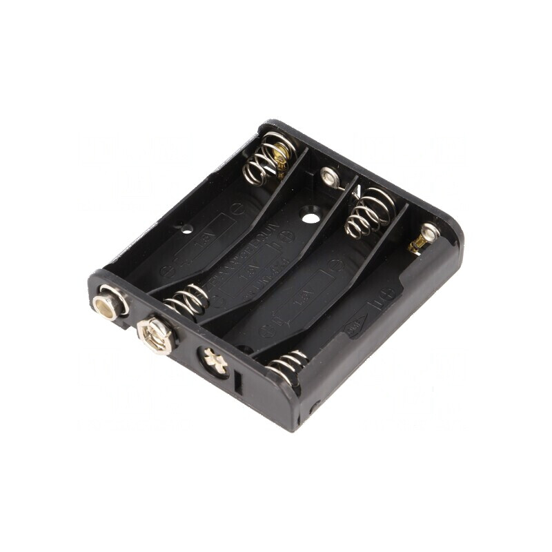 Suport baterii AAA R3 tip 6F22 negru - 4 bucăți | Electronic-mag.ro | Componente Electronice