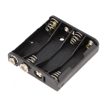 Suport baterii AAA R3 tip 6F22 negru - 4 bucăți | Electronic-mag.ro | Componente Electronice