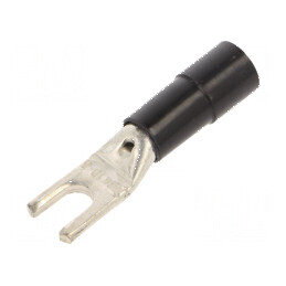 Furcă M5 Ø 5,3mm 10mm2 crimpat pe cablu izolată neagră | Electronic-mag.ro | Componente Electronice