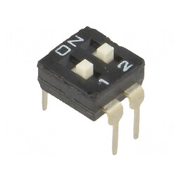 Comutator DIP-SWITCH 2 Secţiuni ON-OFF 0,1A/24VDC THT | Electronic-mag.ro | Componente Electronice