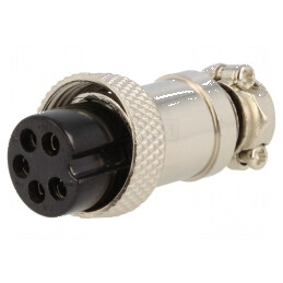 Conector microfon mufe mamă PIN 5 cablu drept | Electronic-mag.ro | Componente Electronice