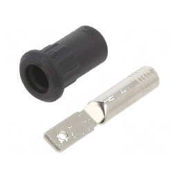 Conector banană 4mm soclu 25A 30VAC 60VDC negru nichelat | Electronic-mag.ro | Componente Electronice
