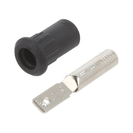 Conector banană 4mm soclu 25A 30VAC 60VDC negru nichelat | Electronic-mag.ro | Componente Electronice