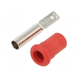 Conector banană 4mm soclu roşu 25A 30VAC 60VDC nichelat | Electronic-mag.ro | Componente Electronice